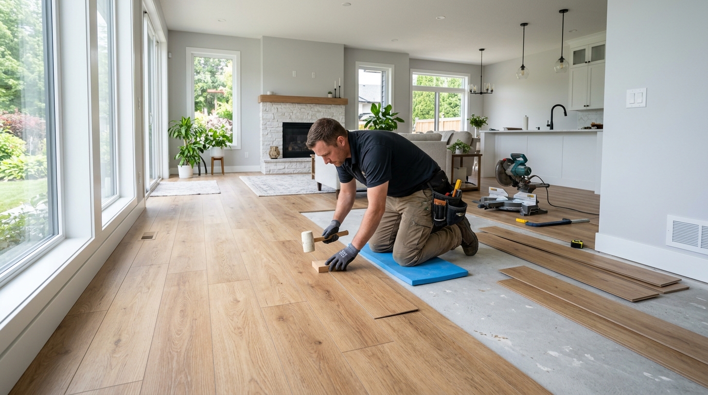Luxury vinyl plank flooring installation in Austin